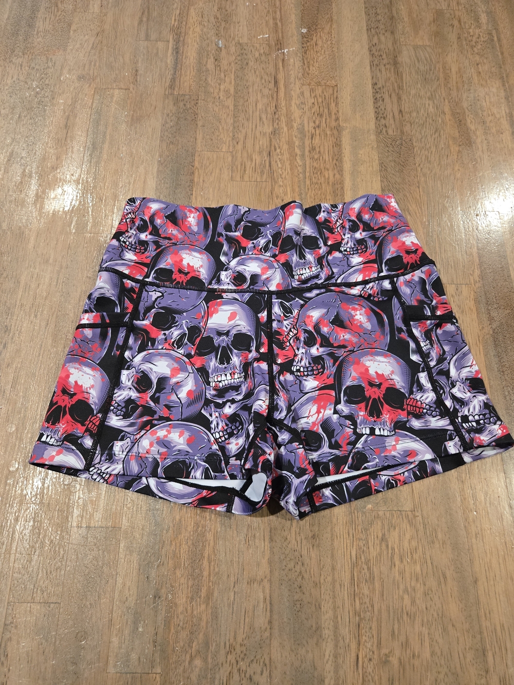 Constantly Varied Gear Purple and Red Skull Print Athletic Shorts